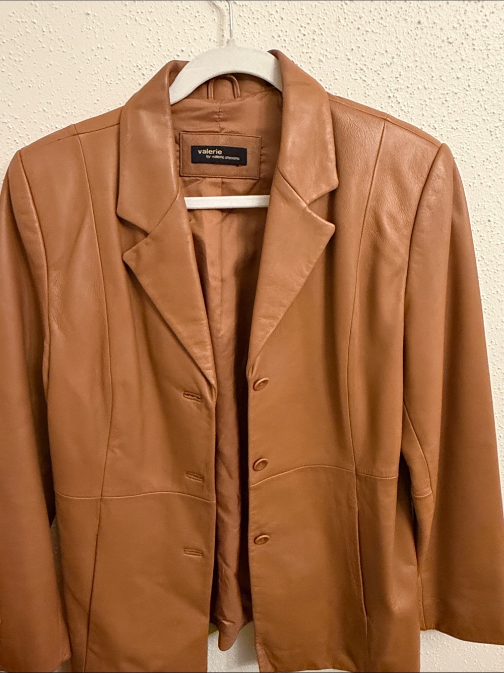 Valerie Leather Blazer Jacket in Saddle Brown